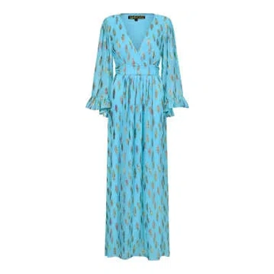 Shop Stardust Celia Maxi Dress-turquoise Metallic Sunset In Blue