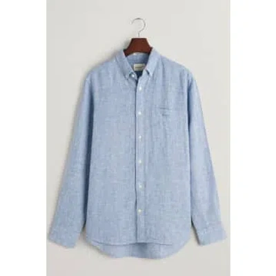 Shop Gant - Regular Fit Houndstooth Linen Shirt In Rich Blue 3240067 470