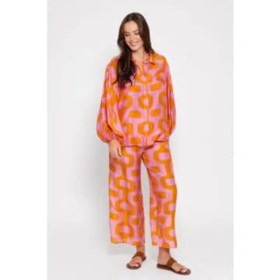 Shop Sundress Joe Geometric Lima Print Trousers Col: Pink/orange, Size: L