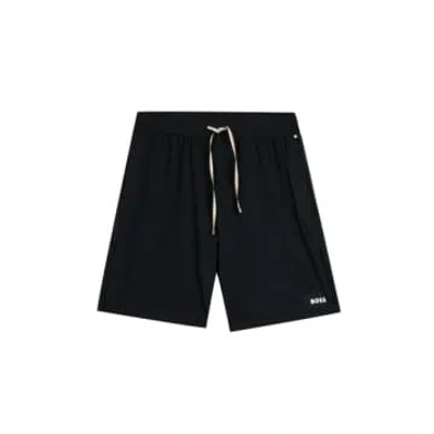 Shop Hugo Boss - Unique Shorts Black Stretch Cotton Pyjama Shorts 50515394 001