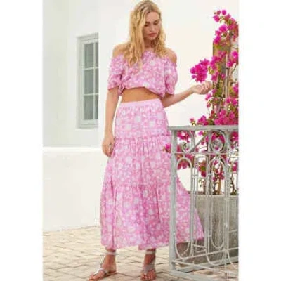 Shop Aspiga Becks Skirt Flower Pink/white