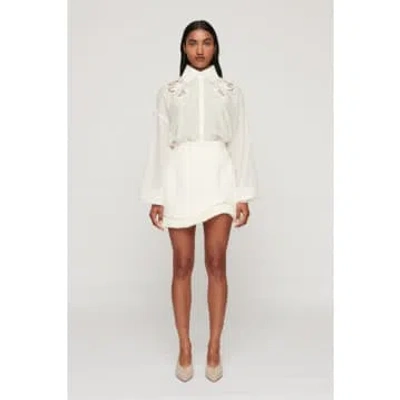 Shop Clea Ainsley Wide Sleeve Embroidered Shirt Size: S, Col: Off White