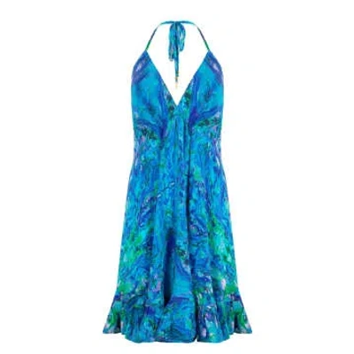 Shop Sophia Alexia Turquoise Glow Mini Ibiza Dress In Blue