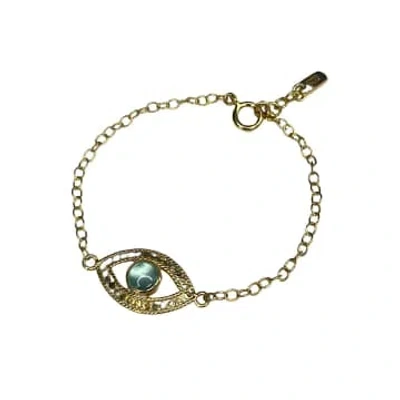 Shop Anna Beck Green Quartz Evil Eye Bracelet In Gold