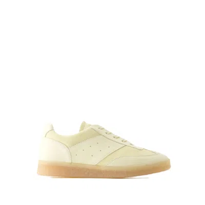 Shop Mm6 Maison Margiela Sneakers - Leather - Beige/white In Neutrals