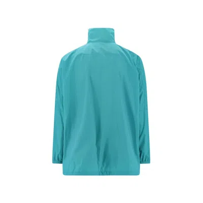 Shop Balenciaga Windbreaker Logo Jacket In Blue