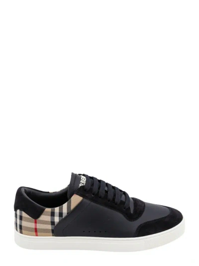 Shop Burberry Leather And Suede Sneakers In Black
