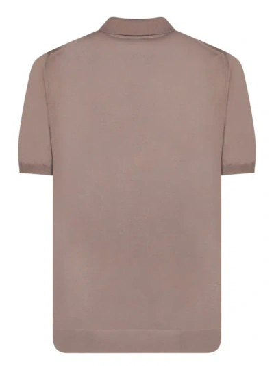 Shop Kiton Short Sleeve Polo With Zipper Collar In Pink