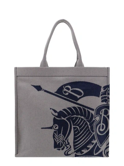 Shop Burberry Canvas Shoulder Bag With Frontal Ekd In Grey