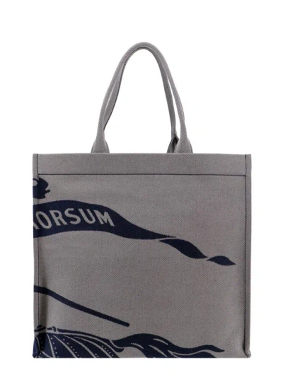 Shop Burberry Canvas Shoulder Bag With Frontal Ekd In Grey