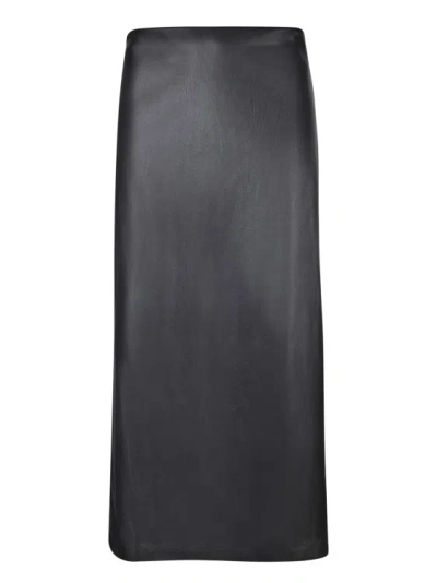 Shop Alice And Olivia Midi Cut Vegan Leather Skirt In Black