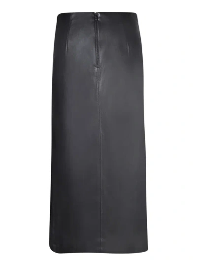 Shop Alice And Olivia Midi Cut Vegan Leather Skirt In Black