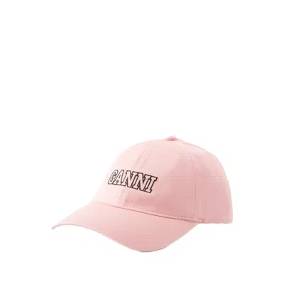 Shop Ganni Logo Cap - Cotton - Sweet Lilac In Pink