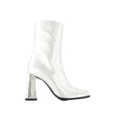 Shop Carel Paris Moon Boots - Leather - Metallic In White
