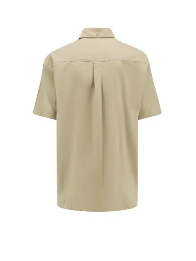 Shop Burberry Cotton Shirt With Ekd Embroidery In Neutrals