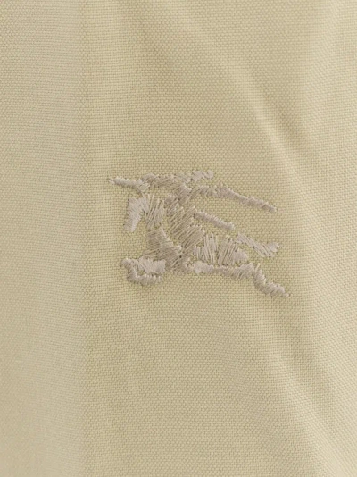 Shop Burberry Cotton Shirt With Ekd Embroidery In Neutrals