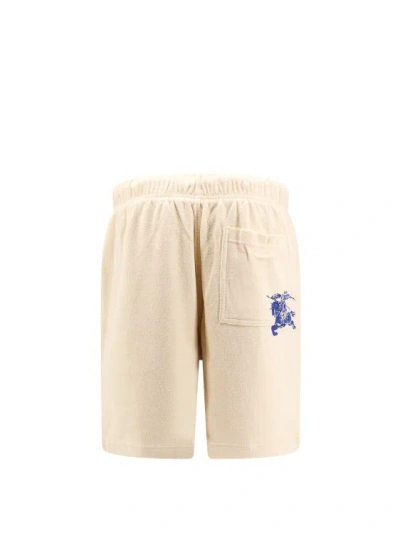 Shop Burberry Terry Fabric Bermuda Shorts With Ekd Embroidery In Neutrals