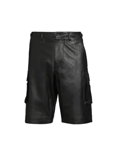 Shop Purple Brand Men's Leather Cargo Shorts In Black