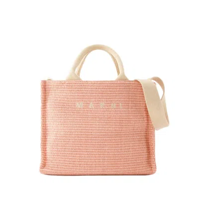 Shop Marni Small Basket Shopper Bag - Cotton - Light Pink In Orange
