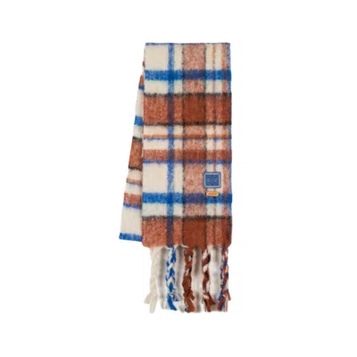 Shop Ader Error Check Scarf - Wool - Ivory In Pink