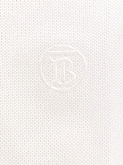 Shop Burberry Cotton Polo Shirt With Iconic Profiles In White