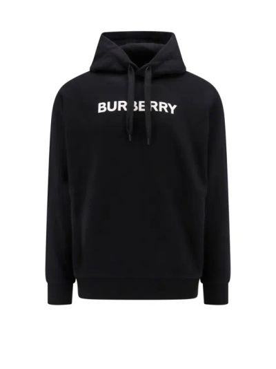 Shop Burberry Organic Cotton Sweatshirt With Frontal Logo In Black