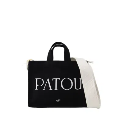 Shop Patou Small Tote Bag - Cotton - Black