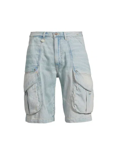 Shop R13 Men's Cargo Multi-pocket Relaxed Shorts In Lennon Blue