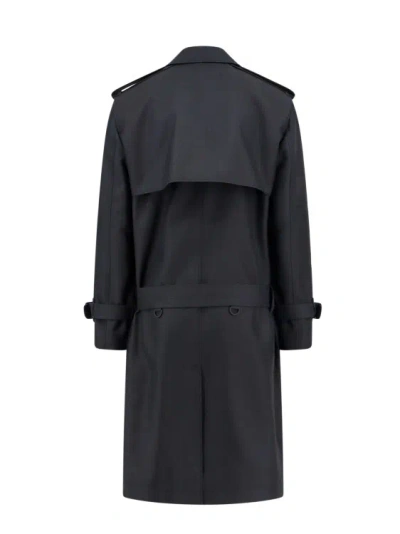 Shop Burberry Silk Blend Trench With Adjustable Strap At Waist In Black