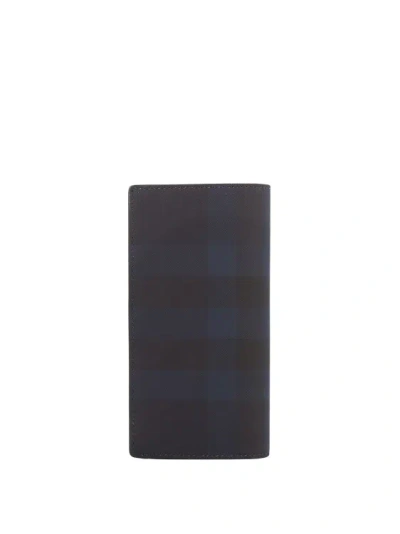 Shop Burberry Coated Canvas Wallet With Check Motif In Black