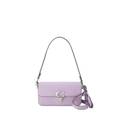 Shop Coach Studio Baguette Shoulder Bag - Leather - Purple In White