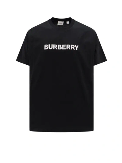 Shop Burberry Organic Cotton T-shirt With Frontal Logo In Black