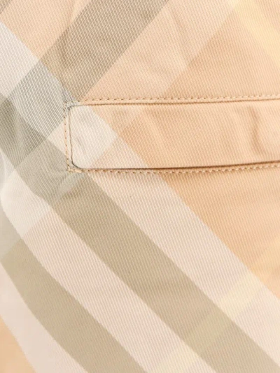 Shop Burberry Swim Trunks With Check Print In Neutrals
