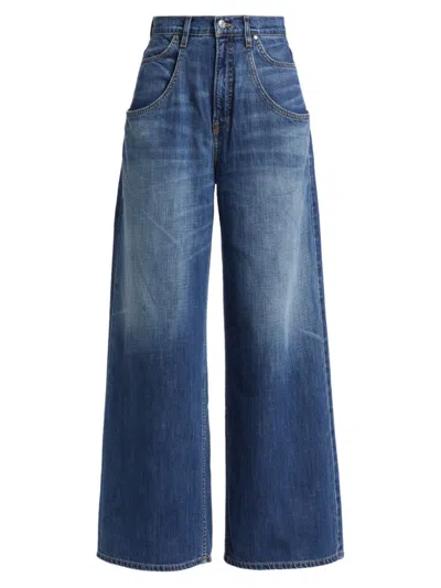Shop Eb Denim Women's Tasca Mid-rise Baggy Wide-leg Jeans In Verona