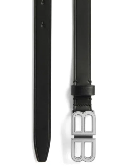 Shop Balenciaga Women's Bb Hourglass Thin Belt In Black