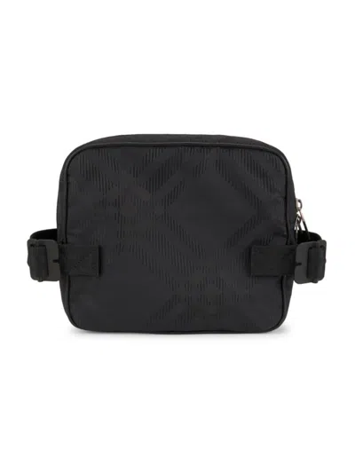 Shop Burberry Men's Check Travel Pouch In Black