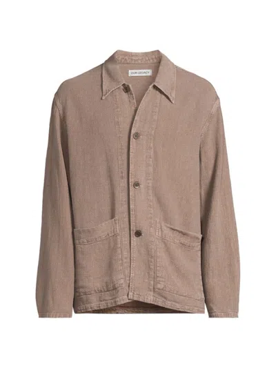 Shop Our Legacy Men's Haven Linen-blend Shirt Jacket In Brown Bohemian