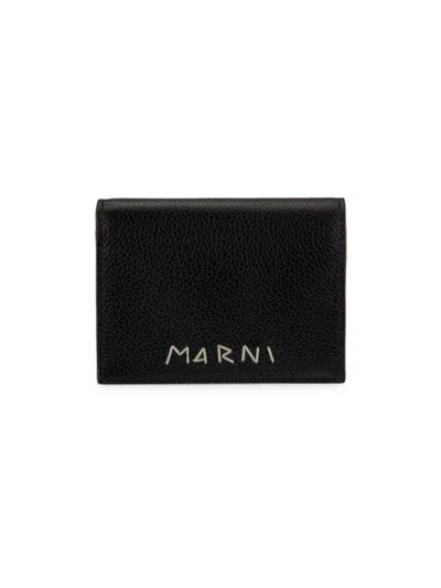 Shop Marni Men's Leather Bifold Wallet In Black