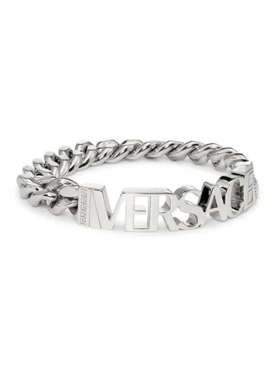 Shop Versace Men's Logo Palladium-plated Chain Bracelet