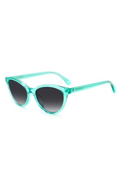 Shop Kate Spade Adeline 55mm Gradient Cat Eye Sunglasses In Teal/ Dark Grey Sf