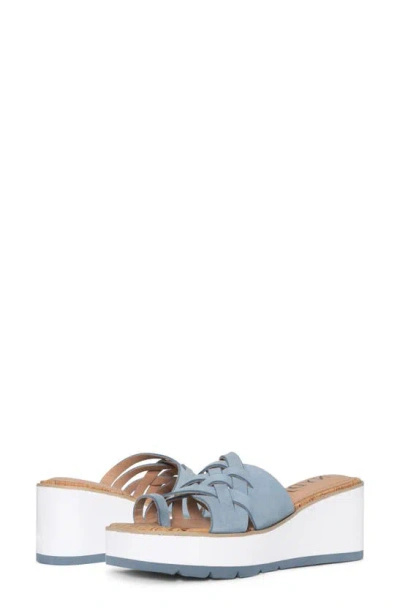 Shop Nydj Reesie Platform Wedge Sandal In Blue Sky