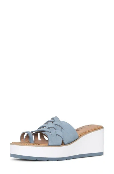 Shop Nydj Reesie Platform Wedge Sandal In Blue Sky