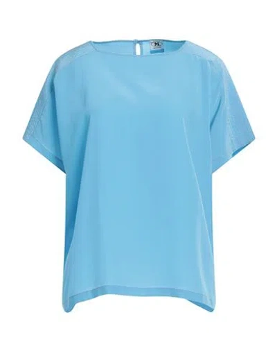 M Missoni Woman Top Sky Blue Size S Silk In Blue