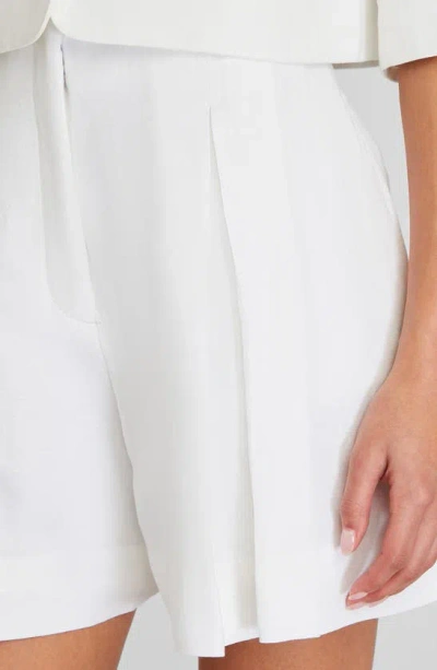 Shop Club Monaco Pleated High Waist Linen Blend Shorts In Off White/ Blanc Casse