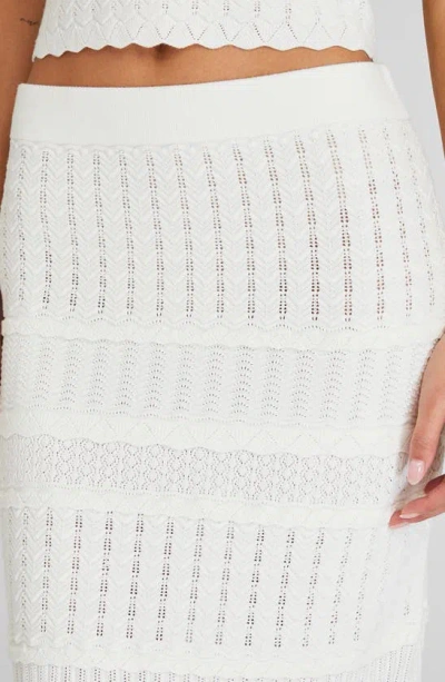 Shop Club Monaco Mixed Stitch Pointelle Maxi Skirt In White/ Blanc