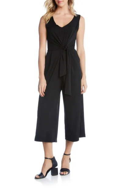 Shop Karen Kane Sleeveless Tie Waist Jumpsuit In Black
