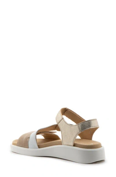 Ara Marina Wedge Sandal In Sand/ White/ Platinum