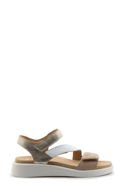 Ara Marina Wedge Sandal In Sand/ White/ Platinum