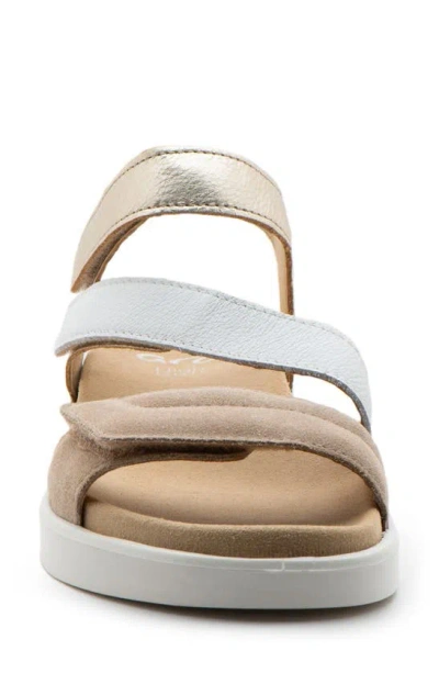 Ara Marina Wedge Sandal In Sand/ White/ Platinum