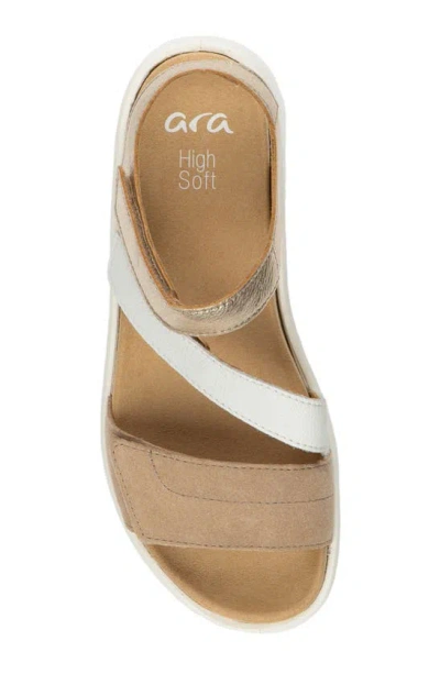 Ara Marina Wedge Sandal In Sand/ White/ Platinum